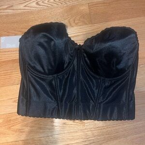 Black Satin Longline Bustier